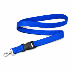 Polyester lanyard w/buckle breakaway lobster claw