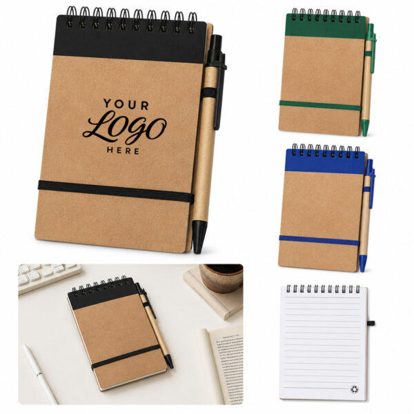 LMGLT2629_L LMGLT2629 Kraft Spiral Notebook w/ Pen