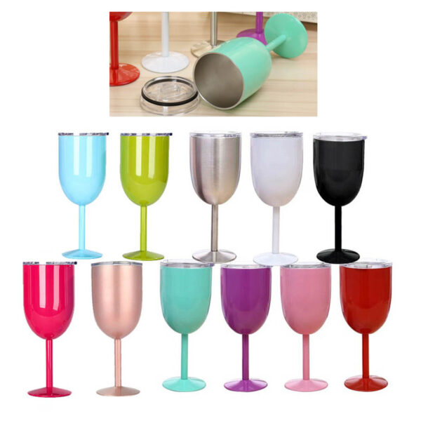 LMGLT2665 10oz Insulated Wine Goblet Cup w/Lid