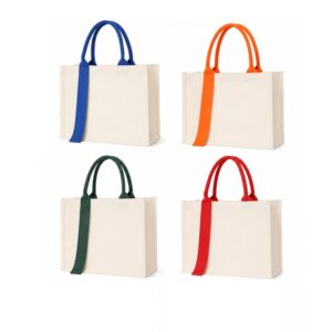 LMGSC016 Contrast Color Handle Canvas Tote