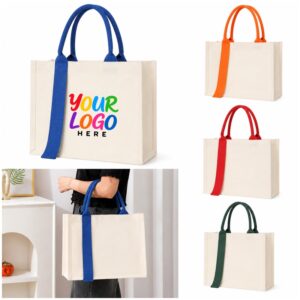 LMGSC016 Contrast Color Handle Canvas Tote