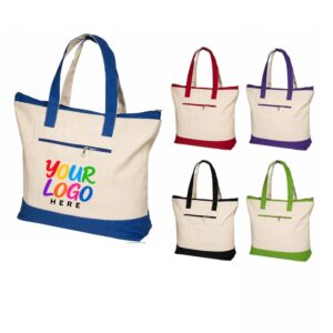 LMGX109_L LMGX109 Canvas Zippered Pocket Tote Bag