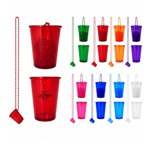 LMGX127 Plastic Shot Cup with Beaded Chain